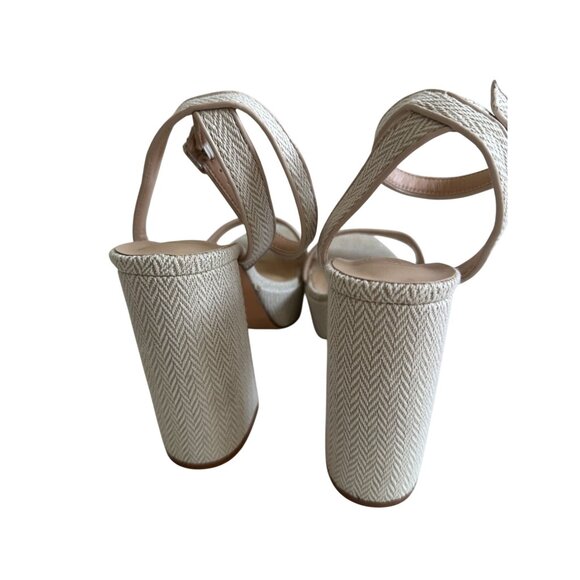 SCOOP Herringbone Cream Platform Sandals Heels Size 8.5 - Picture 7 of 7